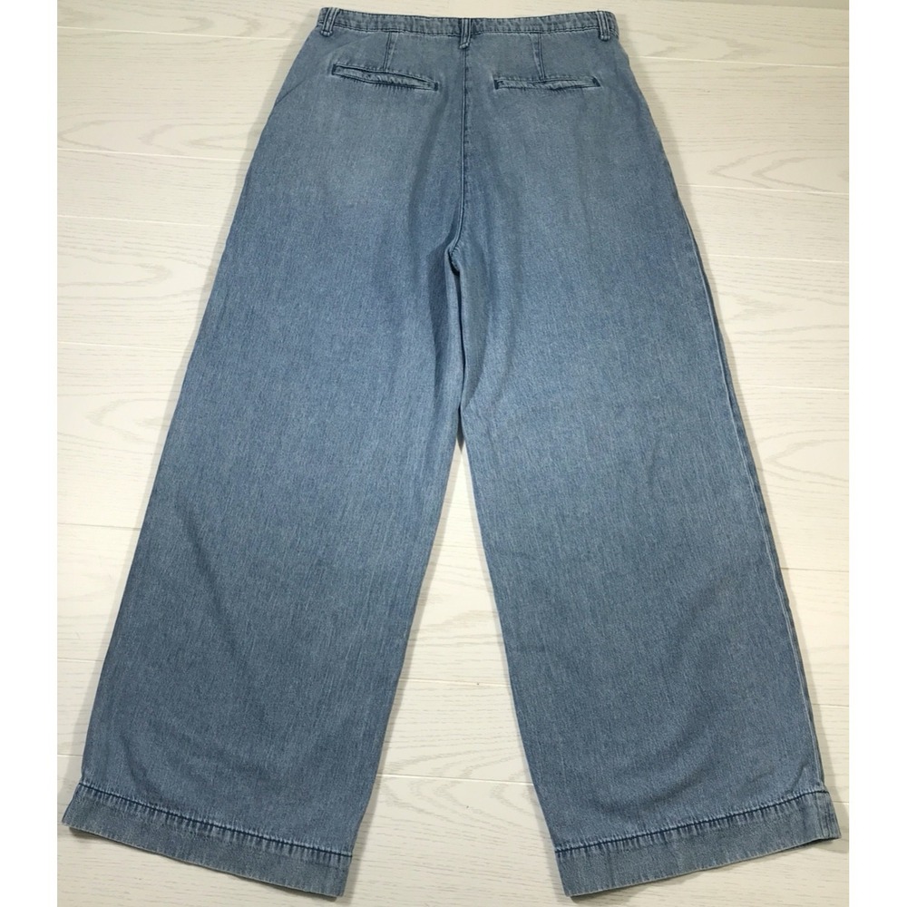 rag & bone Aurora Pleated Jeans Women 31 Blue Wide Leg Lightweight Cotton Boho - Picture 2 of 15
